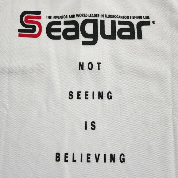 Seaguar Not Seeing Is Believing Men's XXL White Polo Shirt Polyester Fishing App - Picture 2 of 8